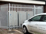 Steel Palisade Fence Protection Security Cage at Swift Dental Bolton Manchester Rd